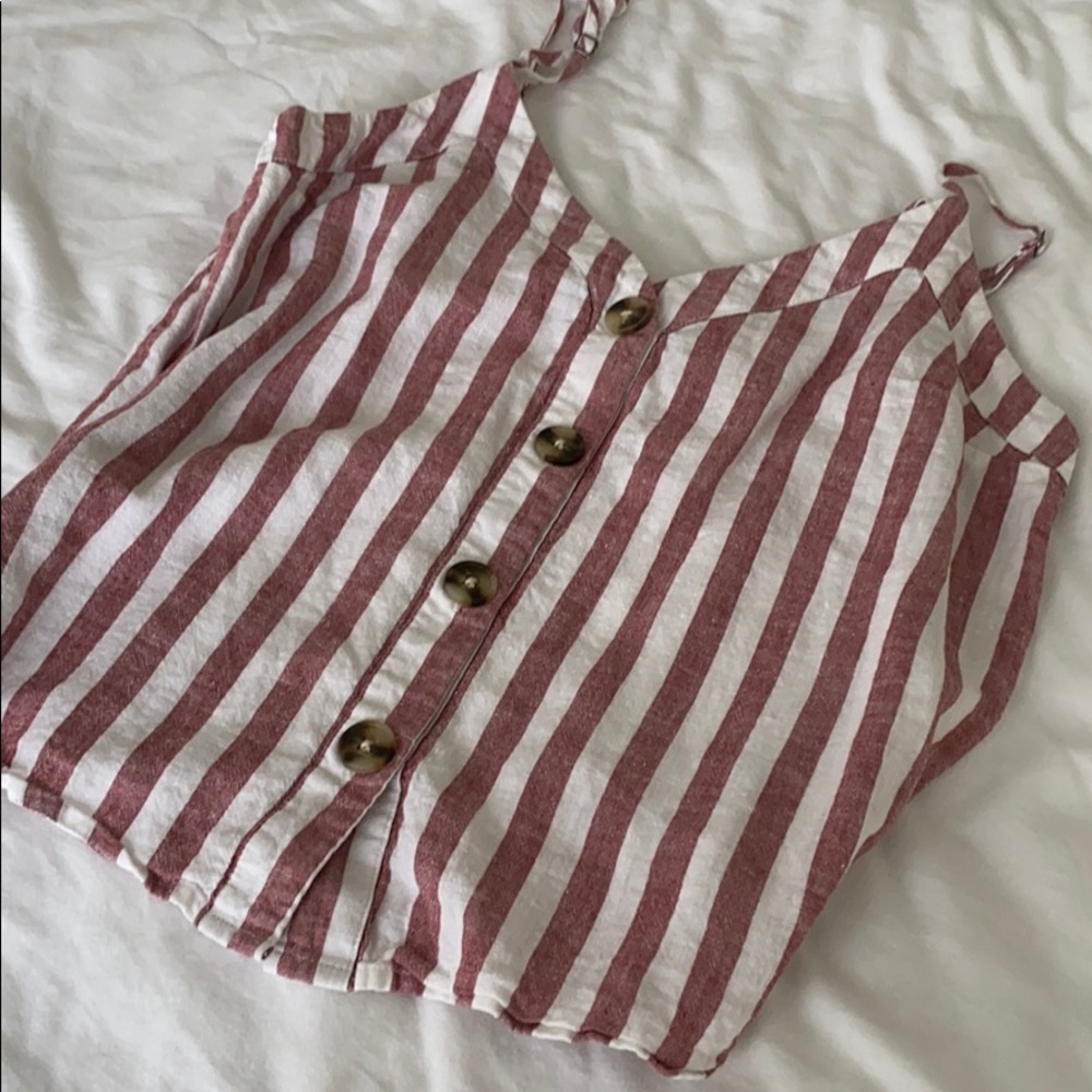 Abercrombie stripe button tank